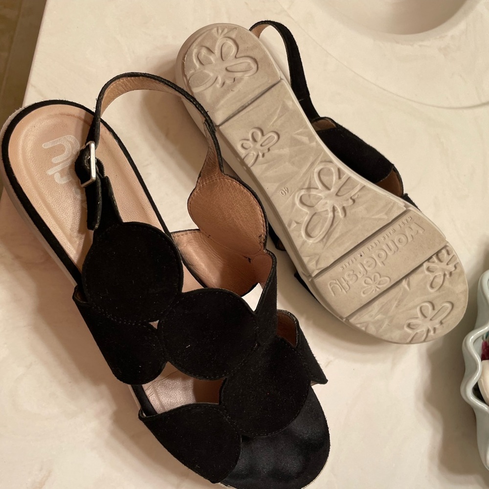 Black velvet sandals